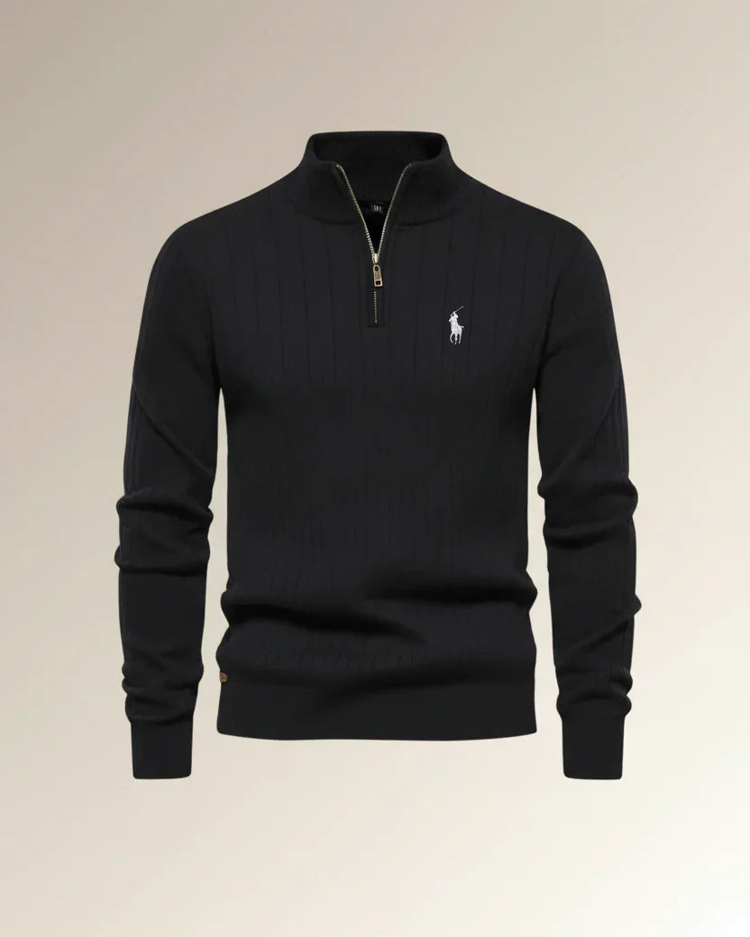 RL Textured Zip-Neck Knit