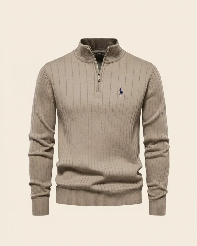 RL Textured Zip-Neck Knit