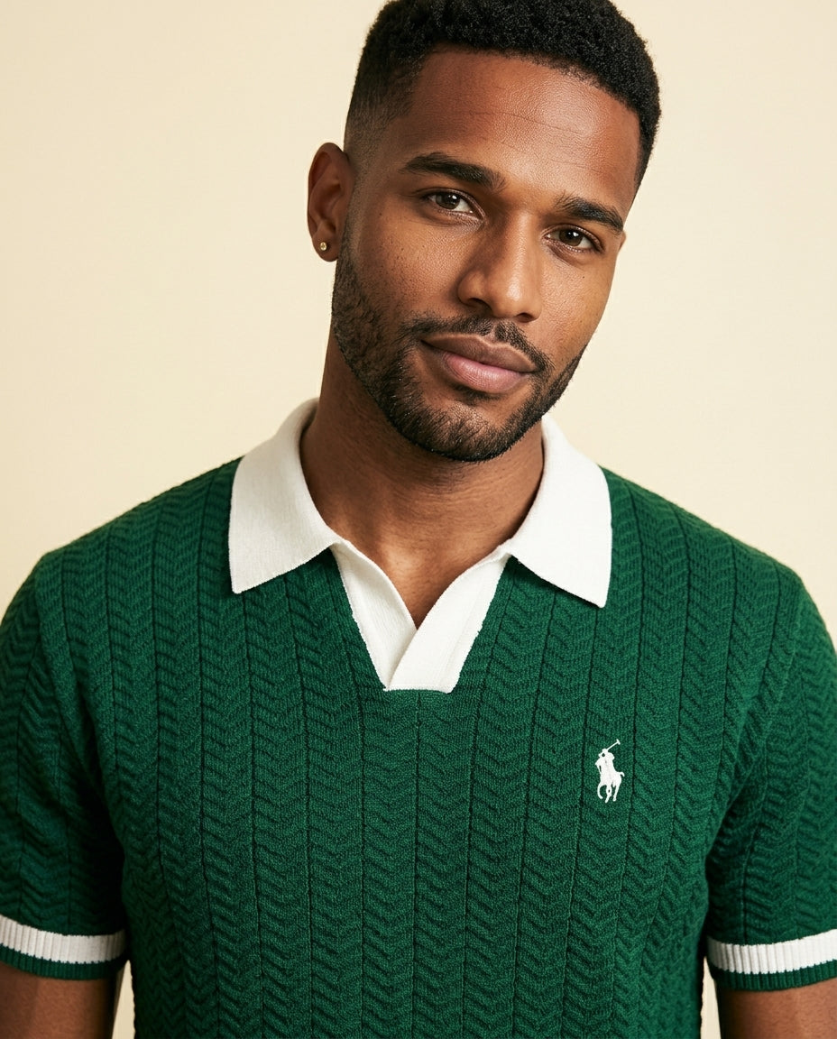 RL Prestige Cable Knit Polo & Shorts Set