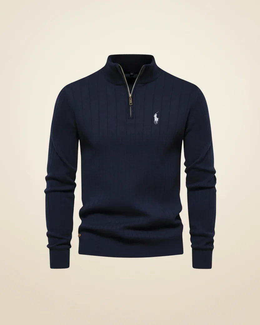 RL Textured Zip-Neck Knit