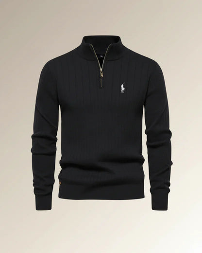 RL Textured Zip-Neck Knit