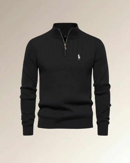 RL Textured Zip-Neck Knit