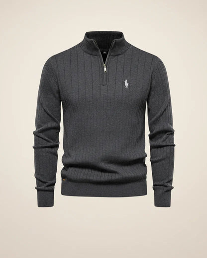 RL Textured Zip-Neck Knit